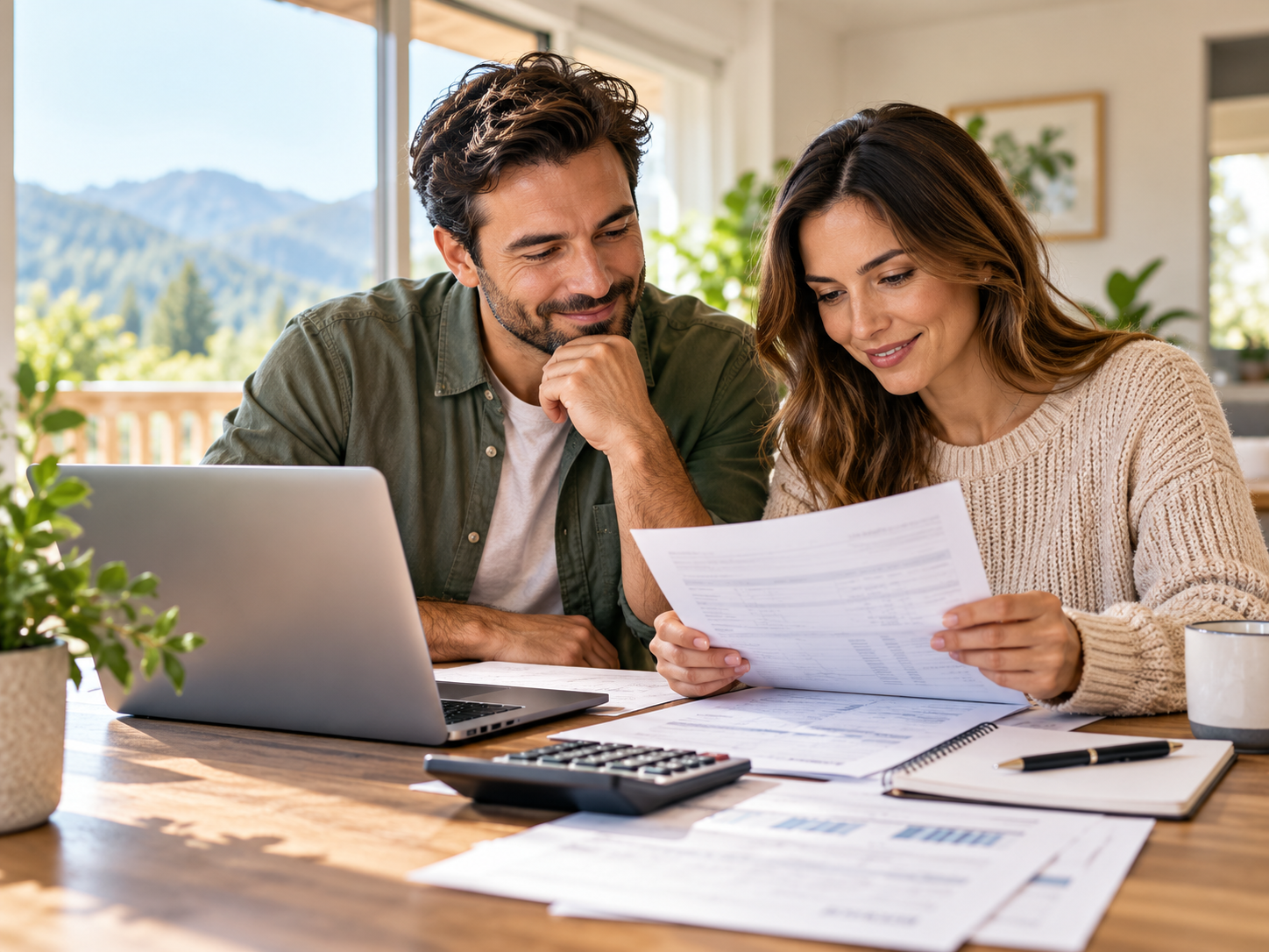 Couple reviewing home financing options together