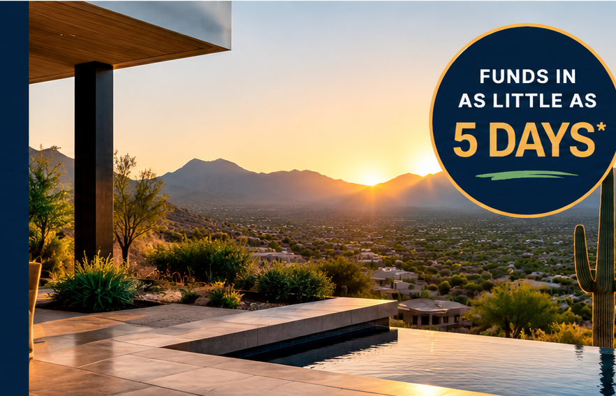 Arizona home and mountain view with fast-funding HELOC callout